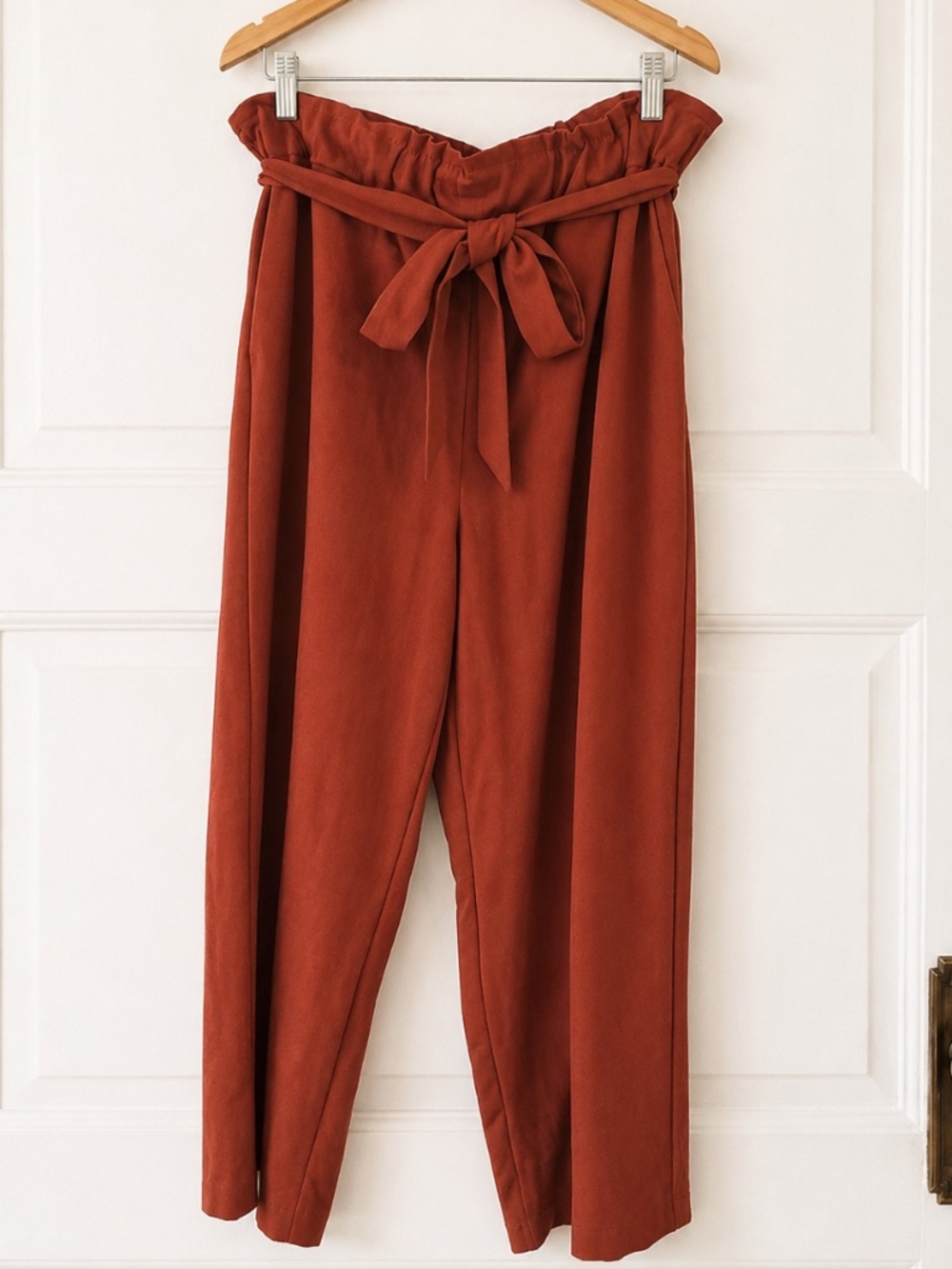 C by One Rust Terracotta Tie Waist Trousers Size M